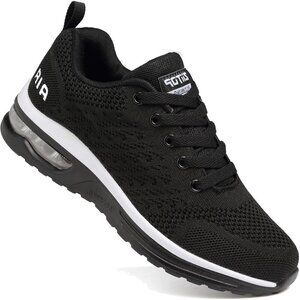 🆕 Men's Lightweight Tennis Shoes Air Cushion  Black White Breathable Mesh